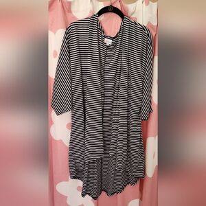 LuLaRoe Navy and White Striped Shirley, Large